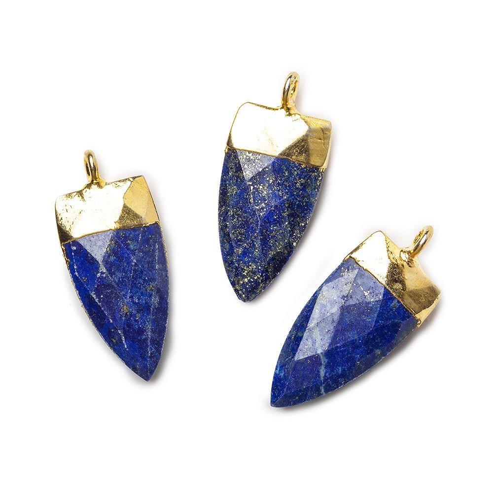 20x10mm Gold Leafed Lapis Lazuli faceted point focal Pendant 1 piece - The Bead Traders