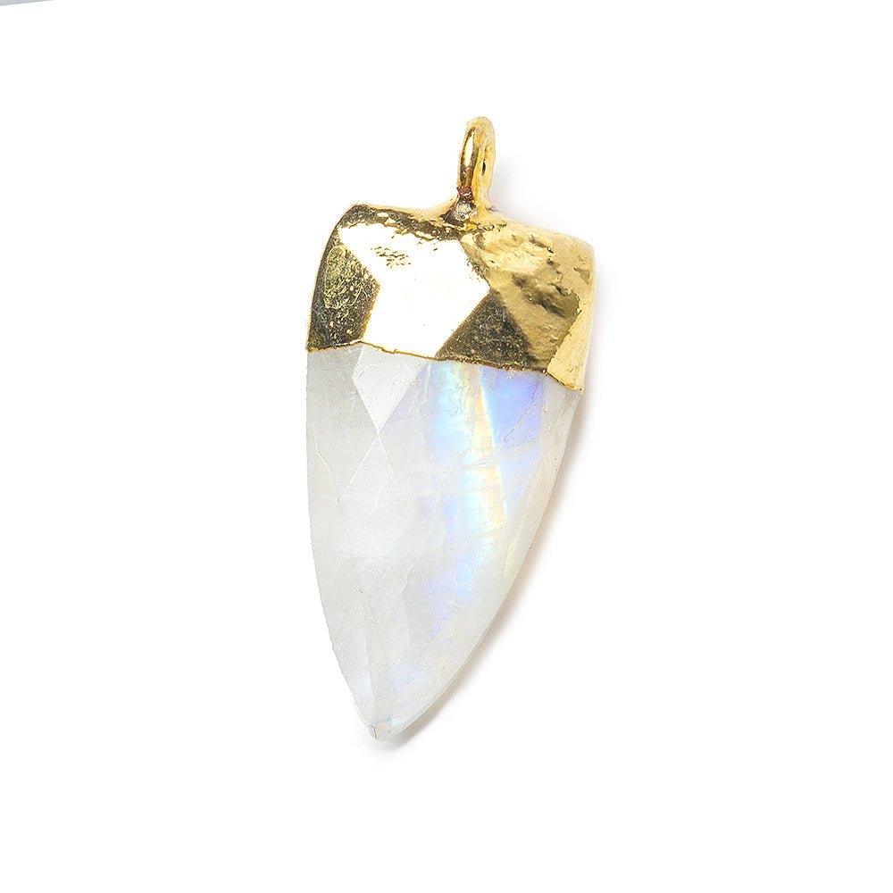 20x10mm Gold Leafed Rainbow Moonstone faceted point focal Pendant 1 piece - The Bead Traders
