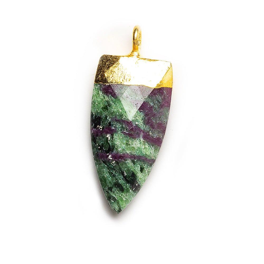 20x10mm Gold Leafed Ruby in Zoisite faceted point focal Pendant 1 piece - The Bead Traders