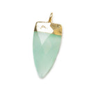 20x10mm Gold Leafed Seafoam Green Chalcedony faceted point focal Pendant 1 piece - The Bead Traders