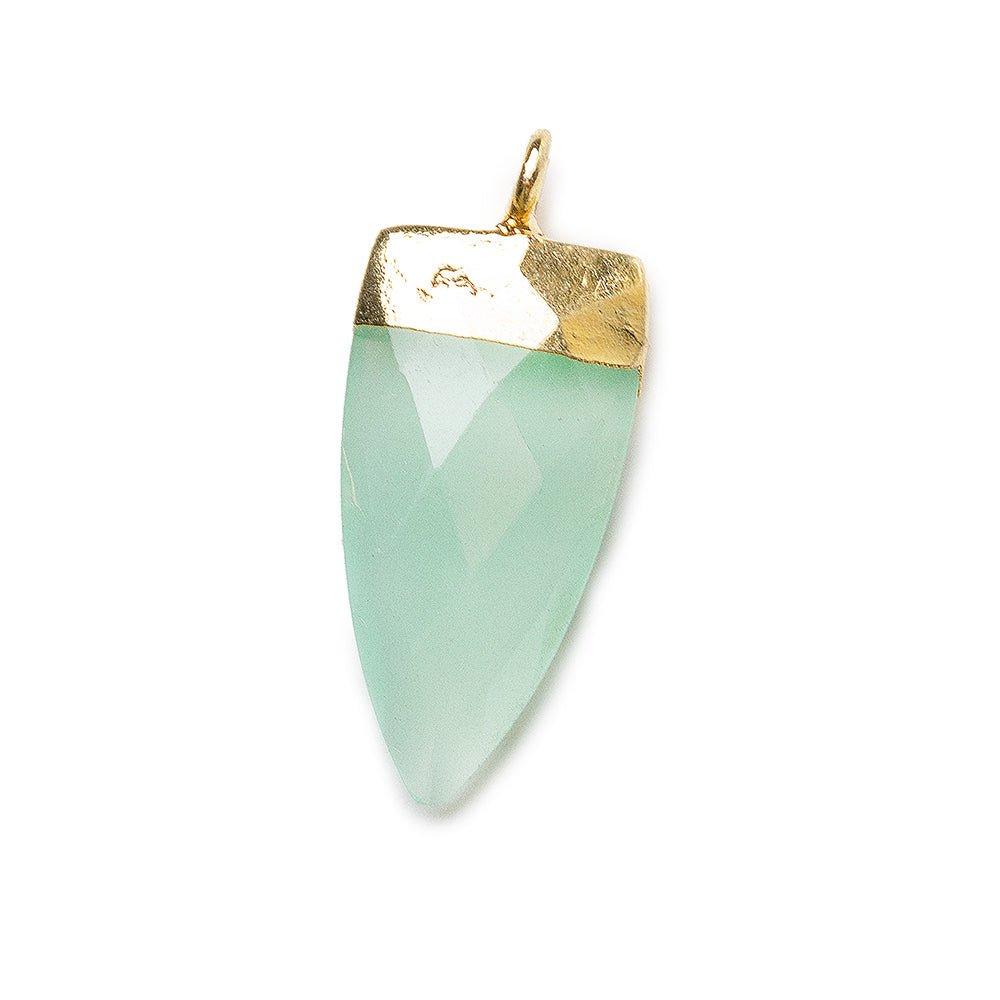 20x10mm Gold Leafed Seafoam Green Chalcedony faceted point focal Pendant 1 piece - The Bead Traders