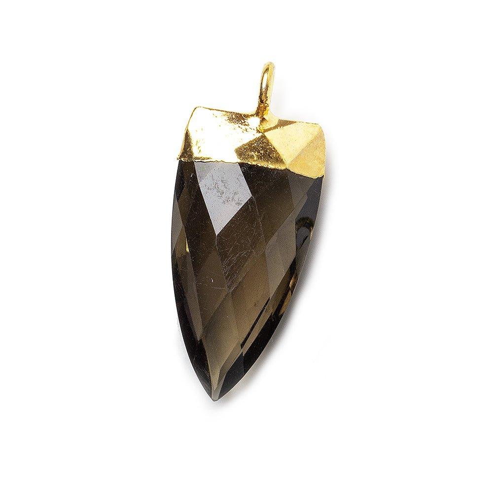 20x10mm Gold Leafed Smoky Quartz faceted point focal Pendant 1 piece - The Bead Traders