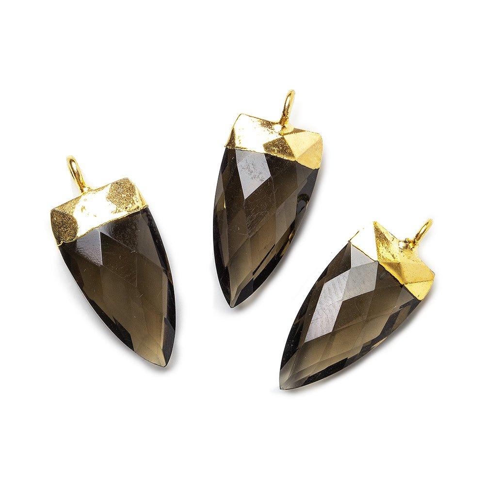 20x10mm Gold Leafed Smoky Quartz faceted point focal Pendant 1 piece - The Bead Traders