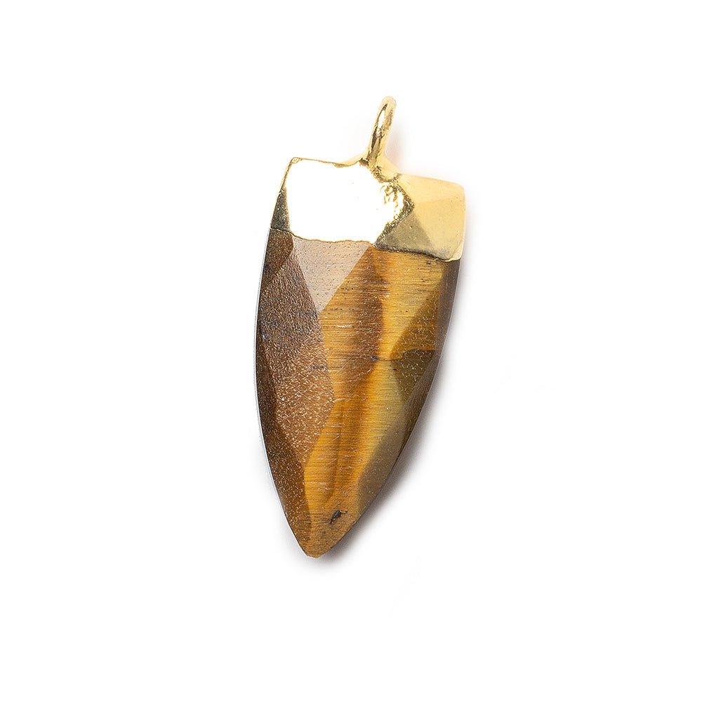20x10mm Gold Leafed Tiger's Eye faceted point focal Pendant 1 piece - The Bead Traders