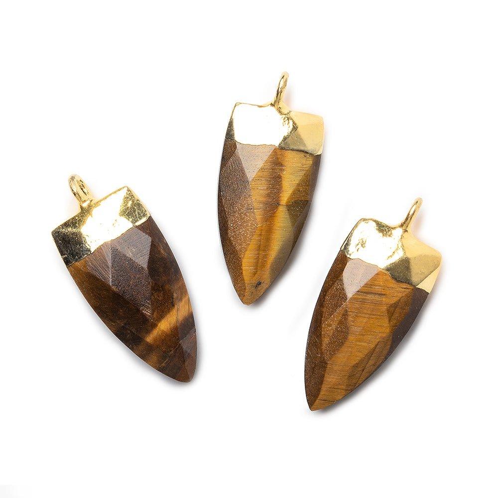 20x10mm Gold Leafed Tiger's Eye faceted point focal Pendant 1 piece - The Bead Traders