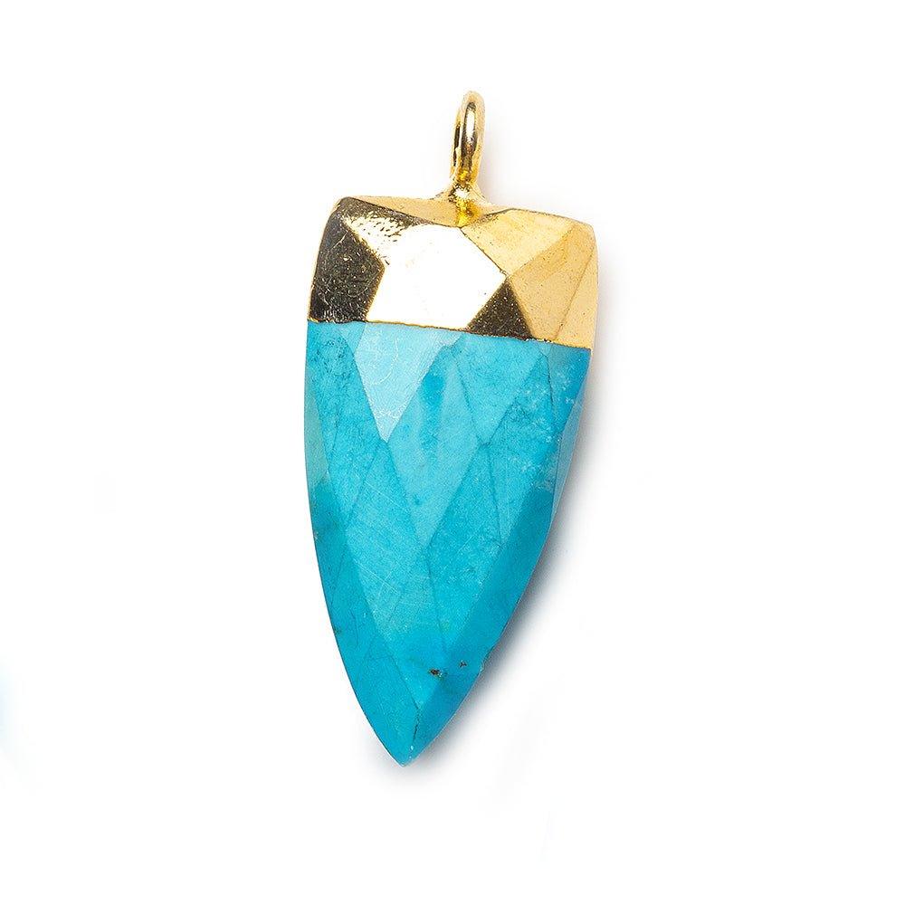 20x10mm Gold Leafed Turquoise Howlite faceted point focal Pendant 1 piece - The Bead Traders
