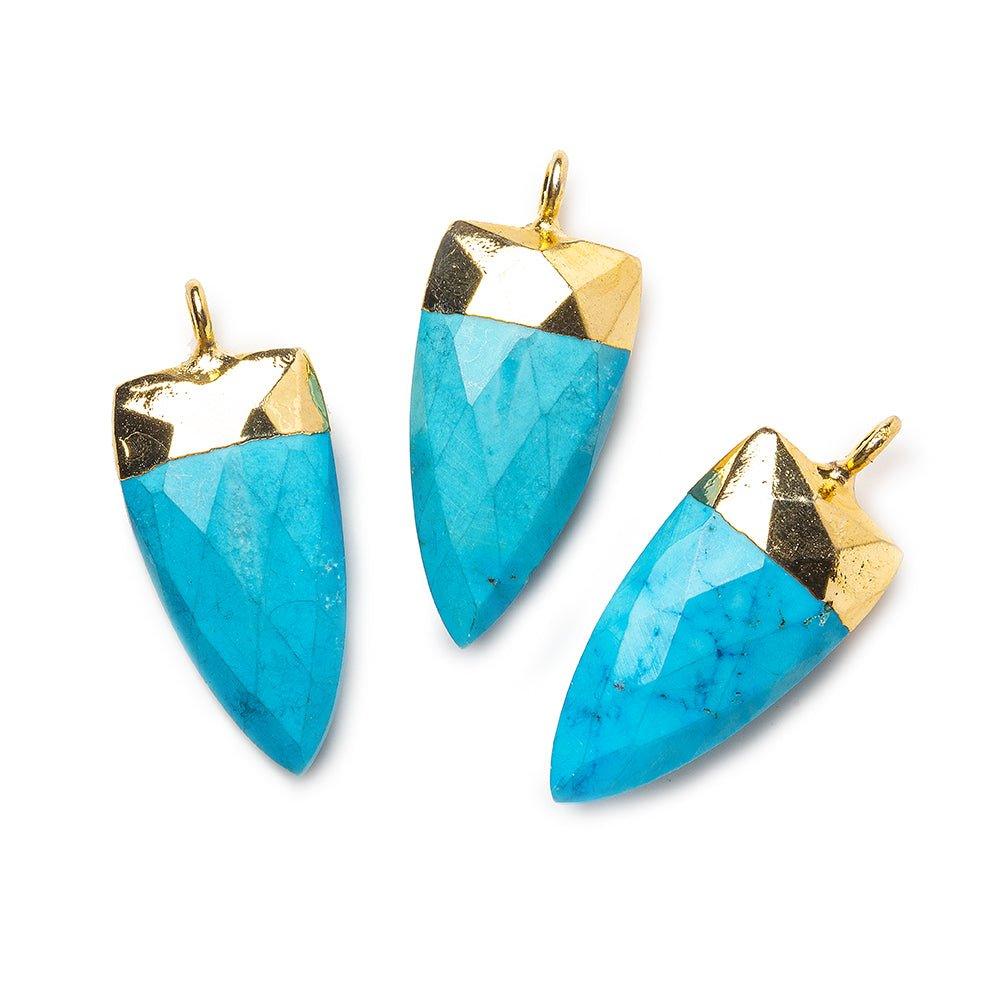 20x10mm Gold Leafed Turquoise Howlite faceted point focal Pendant 1 piece - The Bead Traders