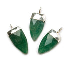 20x10mm Silver Leafed Green Aventurine faceted point focal Pendant 1 piece - The Bead Traders