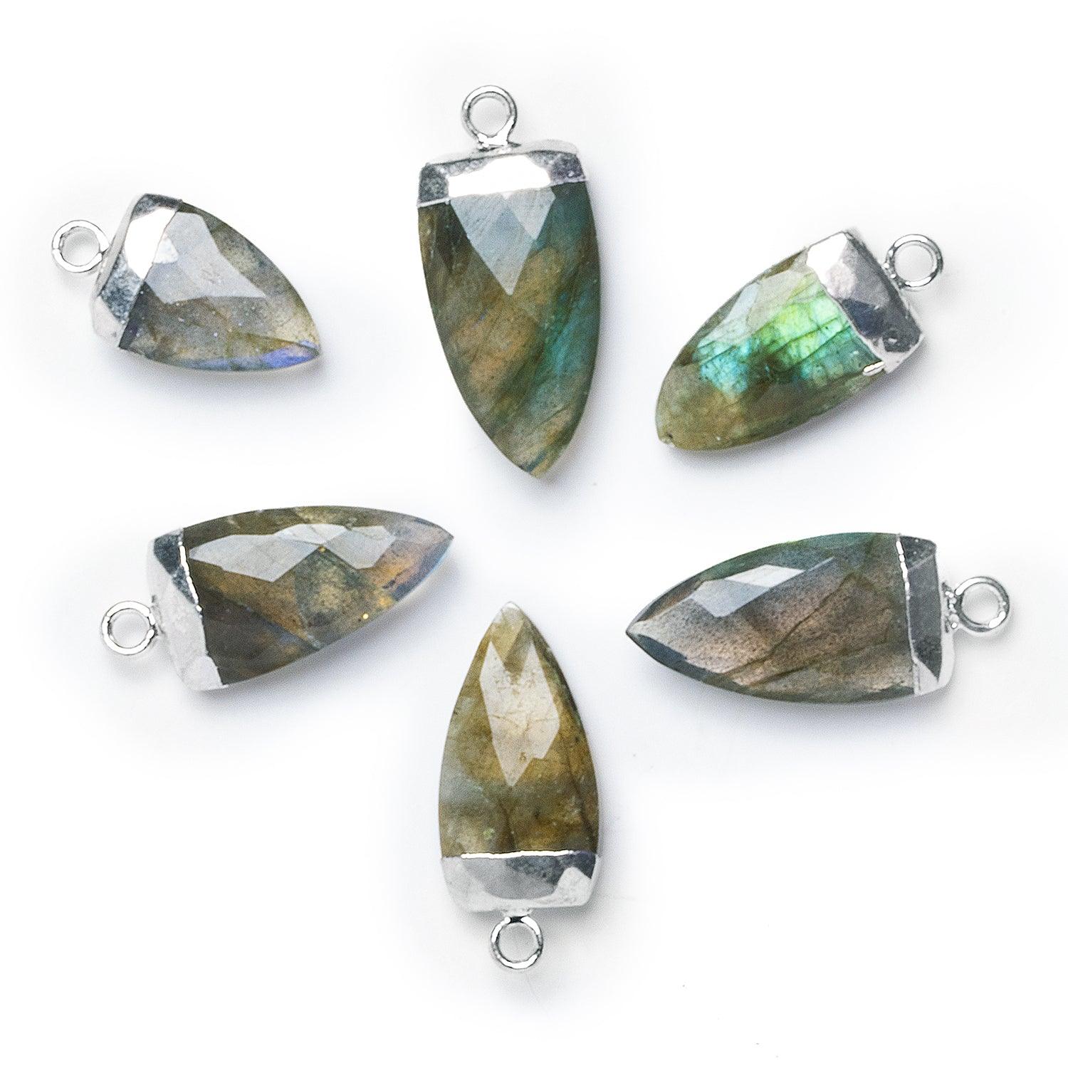 20x10mm Silver Leafed Labradorite Point Pendant 1 piece - The Bead Traders