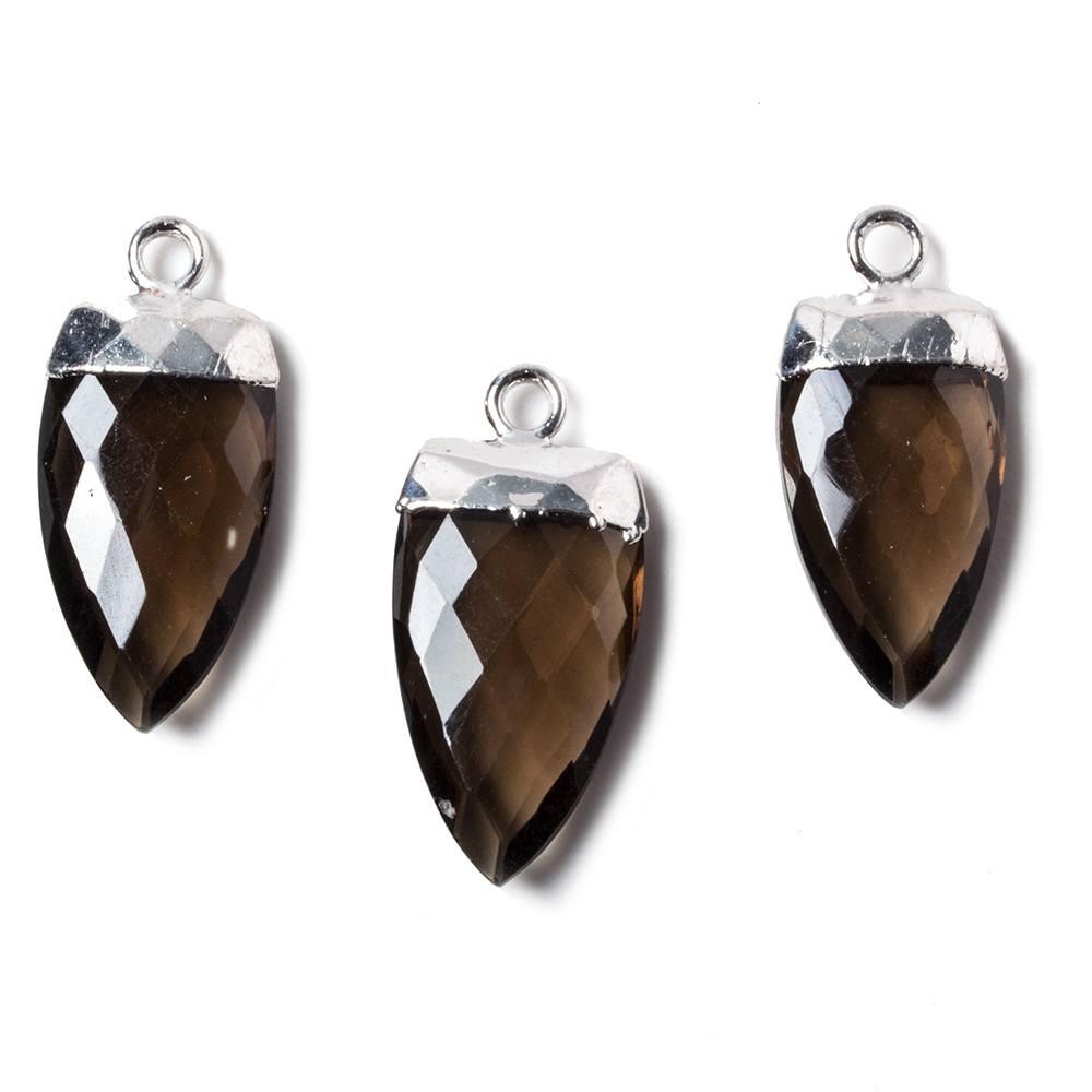 20x10mm Silver Leafed Smoky Quartz Point Pendant 1 piece - The Bead Traders