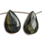 20x11-27x15mm Black Tiger's Eye faceted pear beads 7 inch 9 pieces - The Bead Traders