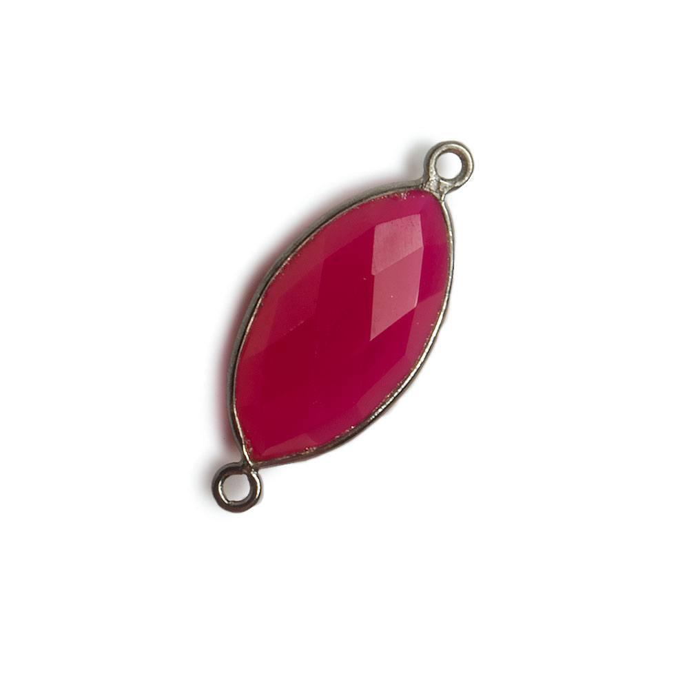 20x11mm Black Gold Bezel Berry Pink Chalcedony Marquise Connector 1 piece - The Bead Traders