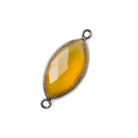 20x11mm Black Gold plated Silver .925 Butterscotch Yellow Chalcedony faceted marquise Connector 1 piece - The Bead Traders