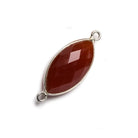 20x11mm Carnelian Marquise .925 Silver Bezel Connector 2 ring charm, 1 piece - The Bead Traders