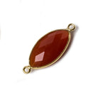 20x11mm Carnelian Marquise Vermeil Bezel Connector 2 ring charm, 1 piece - The Bead Traders