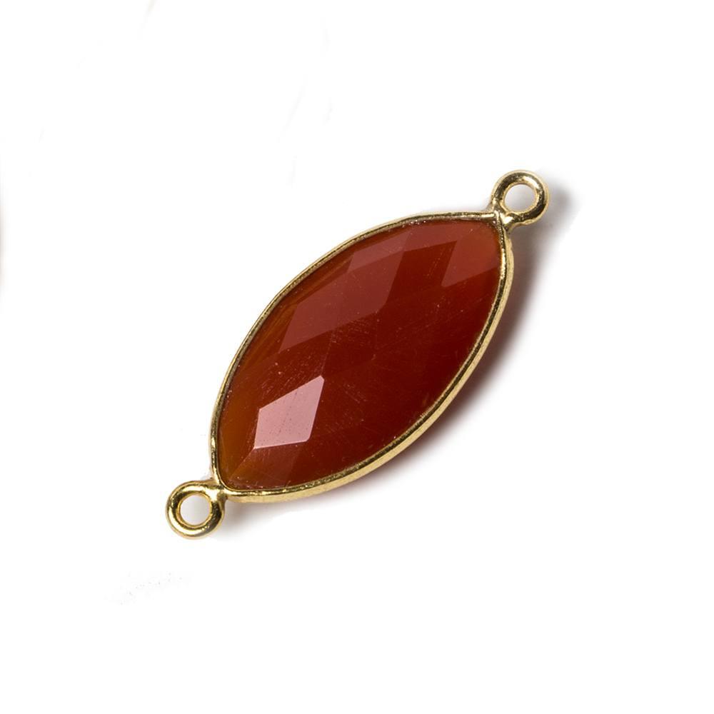 20x11mm Carnelian Marquise Vermeil Bezel Connector 2 ring charm, 1 piece - The Bead Traders