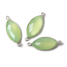 20x11mm Lime Green Chalcedony Marquise .925 Silver Bezel Connector 2 ring charm, 1 piece - The Bead Traders