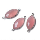 20x11mm Rose Chalcedony Marquise .925 Silver Bezel Connector 2 ring charm, 1 piece - The Bead Traders