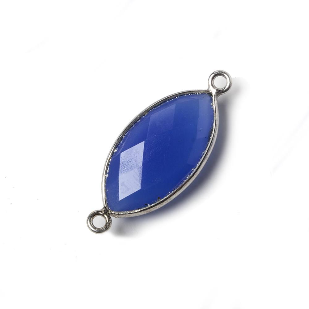 20x11mm Silver Bezel Sea Blue Chalcedony Marquise Connector 1 piece - The Bead Traders