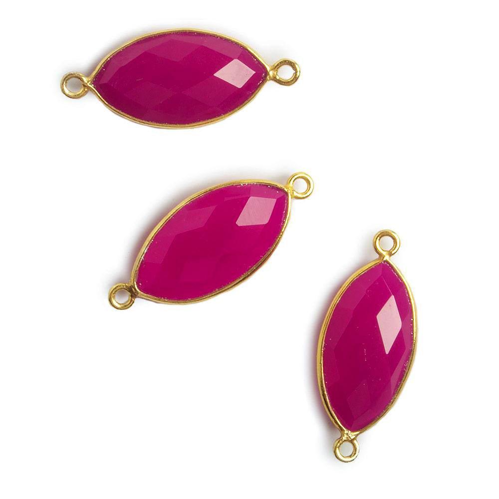 20x11mm Vermeil Bezel Berry Pink Chalcedony Marquise Connector 1 piece - The Bead Traders