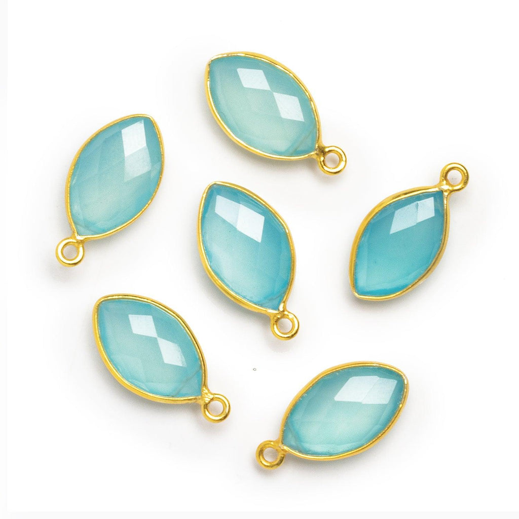 20x11mm Vermeil Bezeled Seafoam Blue Chalcedony Marquise Pendant 1 Bead - The Bead Traders