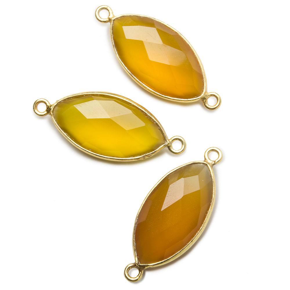 20x11mm Vermeil Butterscotch Yellow Chalcedony faceted marquise Connector 1 piece - The Bead Traders