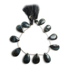 20x12-23x13mm Black Tiger's Eye faceted pear beads 7.5 inch 11 pieces - The Bead Traders