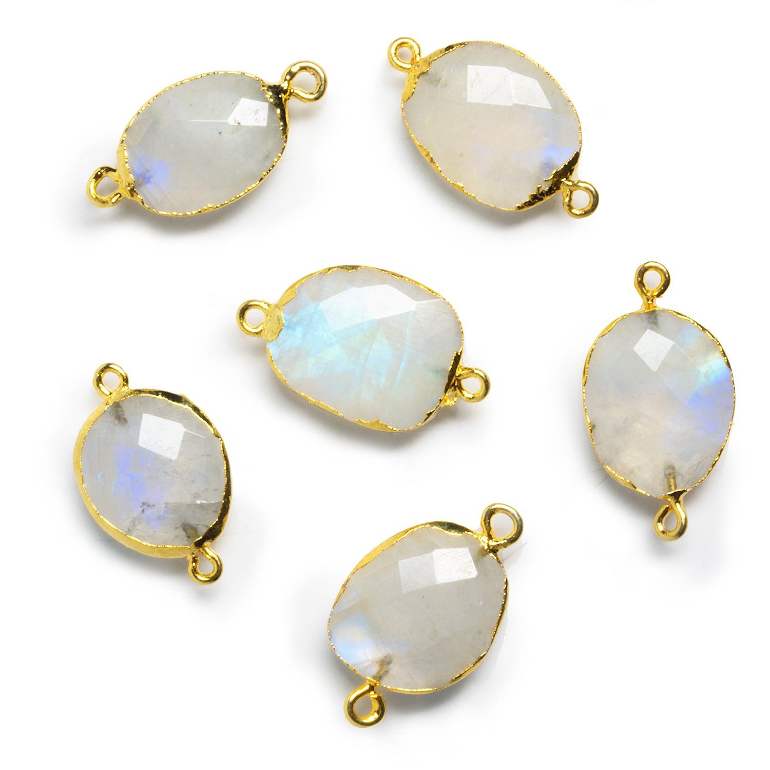 20x12mm Gold Leafed Rainbow Moonstone Connector 1 piece - The Bead Traders
