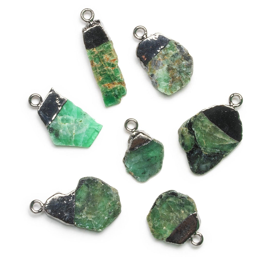 20x13mm Black Gold Leafed Emerald Slice Pendant 1 Bead - The Bead Traders