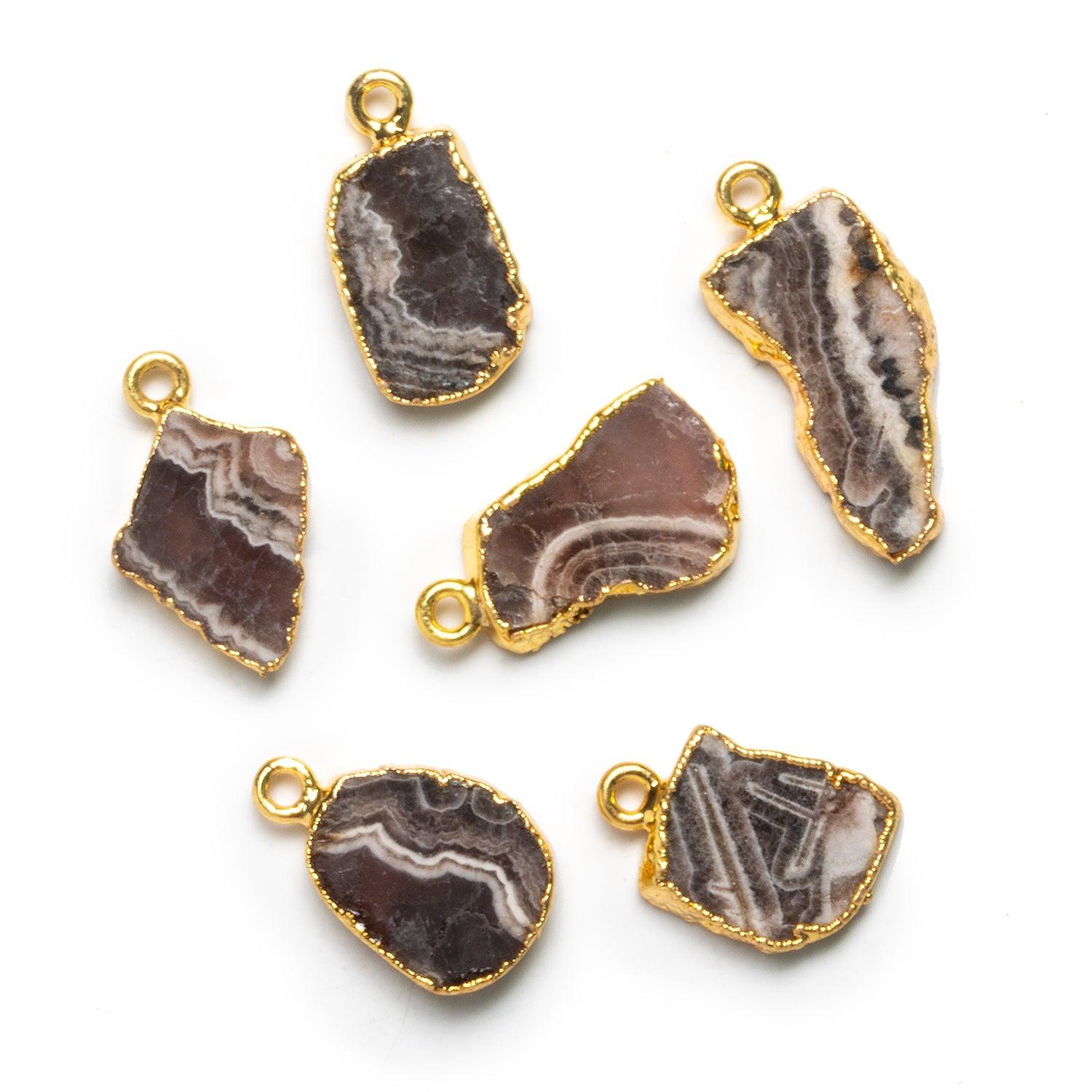 20x13mm Gold Leafed Rhodochrosite Slice Pendant - The Bead Traders