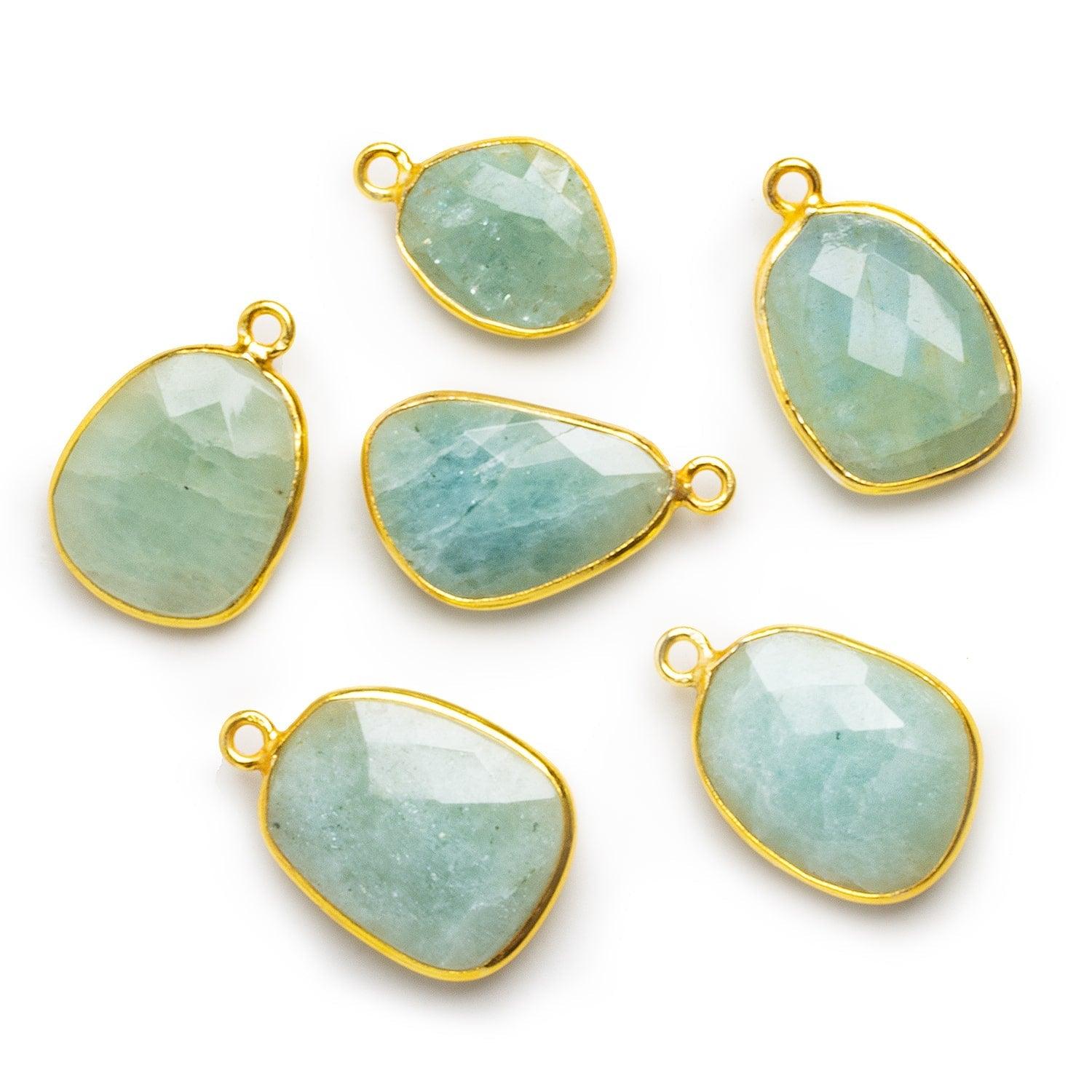 20x13mm Vermeil Bezeled Aquamarine Flat Nugget Pendant 1 Bead - The Bead Traders