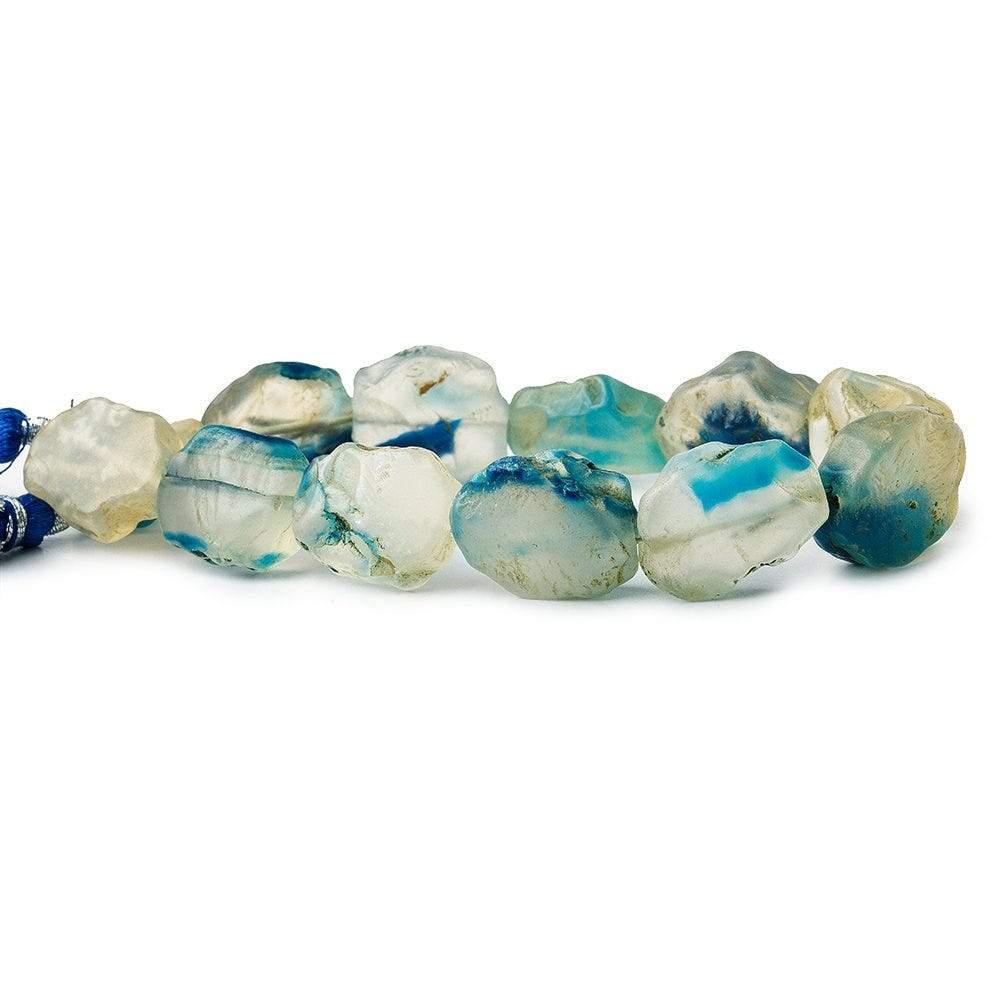 20x15-14x12mm Dark Sky & Water Blue Agate Beads Tumbled Hammer Faceted Ovals 8 inch 11 pcs - The Bead Traders