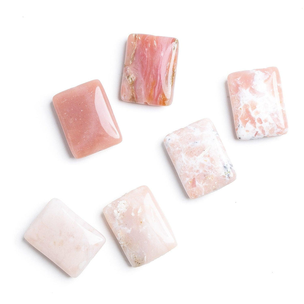 20x15mm Pink Peruvian Opal Rectangle Focals Set of 2 - The Bead Traders