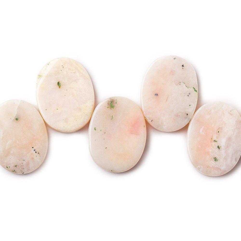 20x15mm Pink Peruvian Opal Top Drilled Plain Oval 16 inch 32 beads - The Bead Traders
