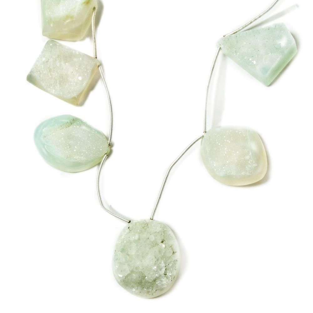 20x16-27x24mm Celery Green Agate Drusy Strand 11 pieces - The Bead Traders