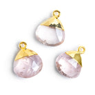 20x17mm Gold Leafed Rose Quartz Heart Pendant 1 Piece - The Bead Traders