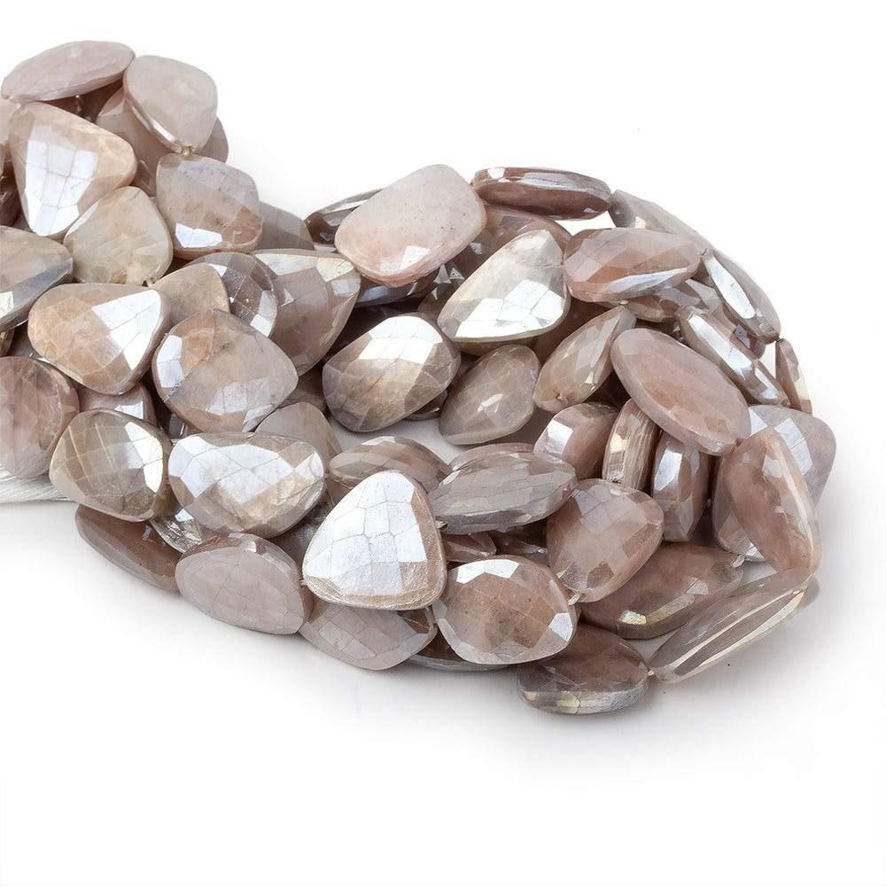 20x17mm Mystic Chocolate Moonstone Faceted Flat Nuggets 13.5 inch 15 beads - The Bead Traders