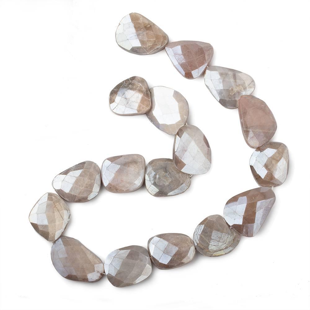 20x17mm Mystic Chocolate Moonstone Faceted Flat Nuggets 13.5 inch 15 beads - The Bead Traders