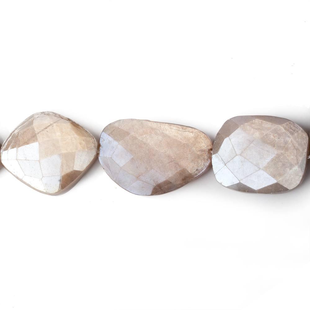 20x17mm Mystic Chocolate Moonstone Faceted Flat Nuggets 13.5 inch 15 beads - The Bead Traders