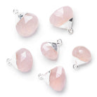 20x17mm Silver Leafed Rose Quartz Heart Pendant 1 Piece - The Bead Traders