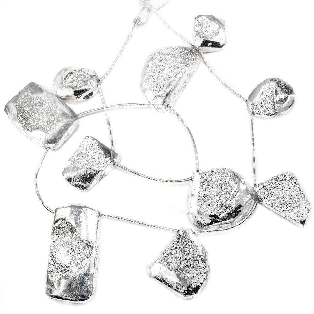 20x18-25x18mm Metallic Silver plated Drusy Beads 13 inch 10 pieces - The Bead Traders