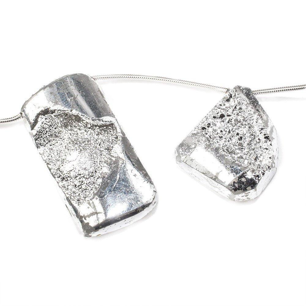 20x18-25x18mm Metallic Silver plated Drusy Beads 13 inch 10 pieces - The Bead Traders