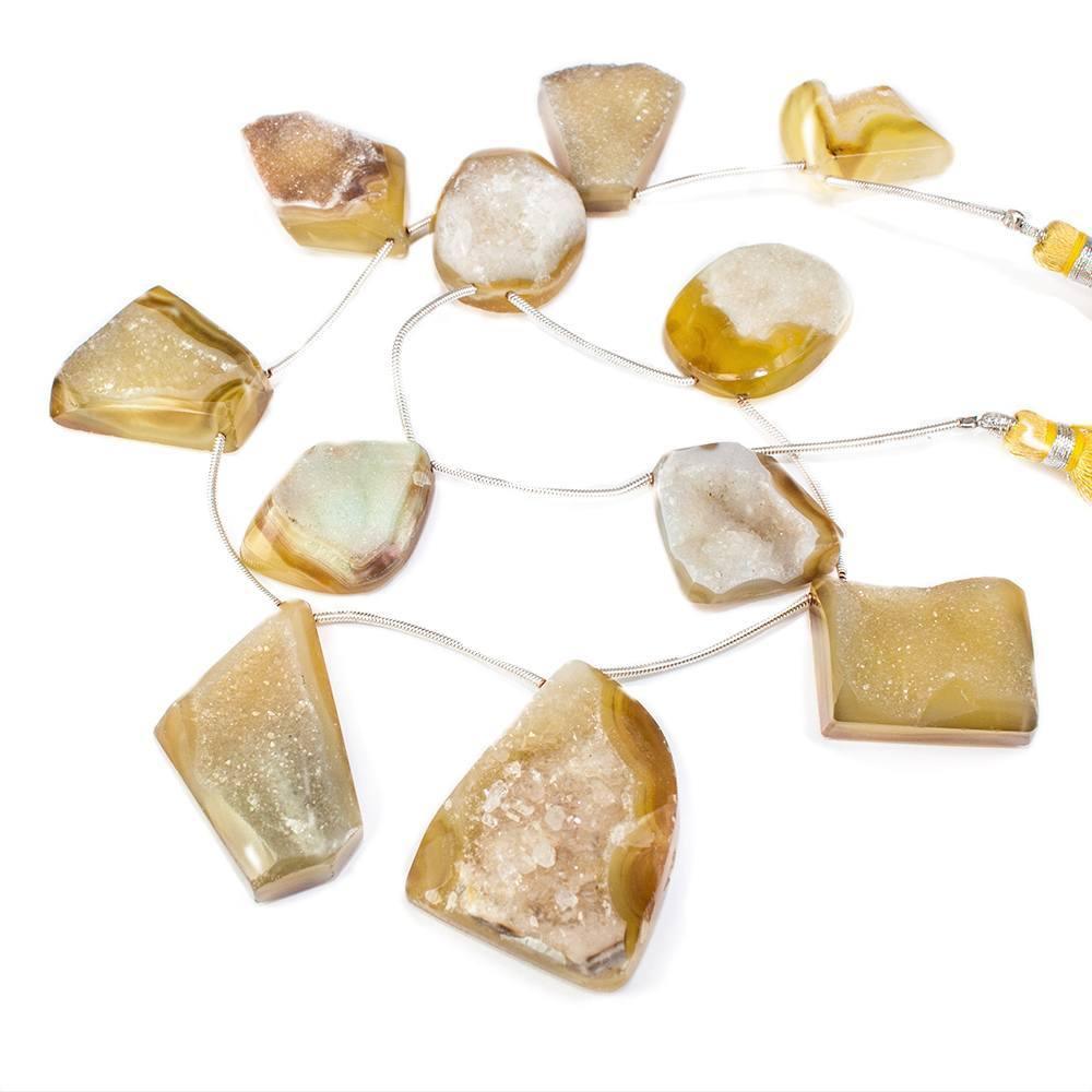 20x18-37x20mm Dark Ochre Agate Drusy Strand 11 pieces - The Bead Traders
