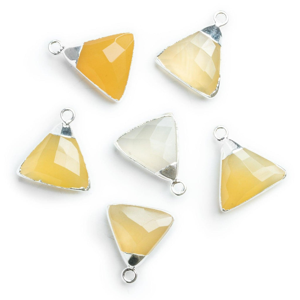 20x18mm Silver Leafed Yellow Chalcedony Triangle Pendant 1 Piece - The Bead Traders