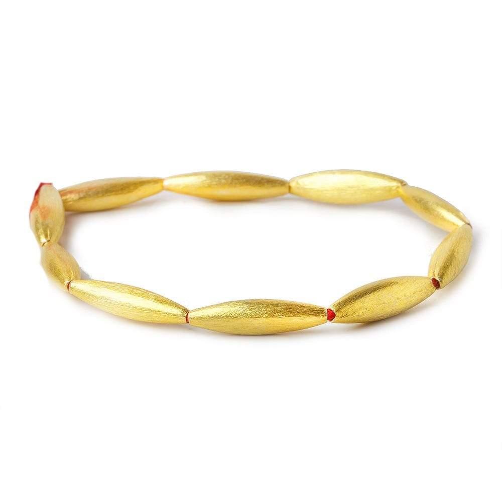 20x5mm 22kt Gold Plated Copper Brushed Marquise 8 inch 11 pcs - The Bead Traders