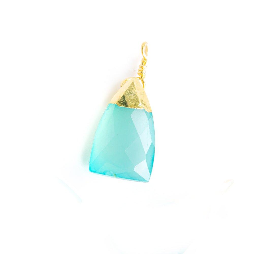 20x9mm Gold Leafed Seafoam Blue Chalcedony Faceted Triangle Focal Pendant 1 Piece - The Bead Traders
