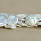21-23mm White Coin Freshwater Pearls 15 inch 17 pieces - The Bead Traders