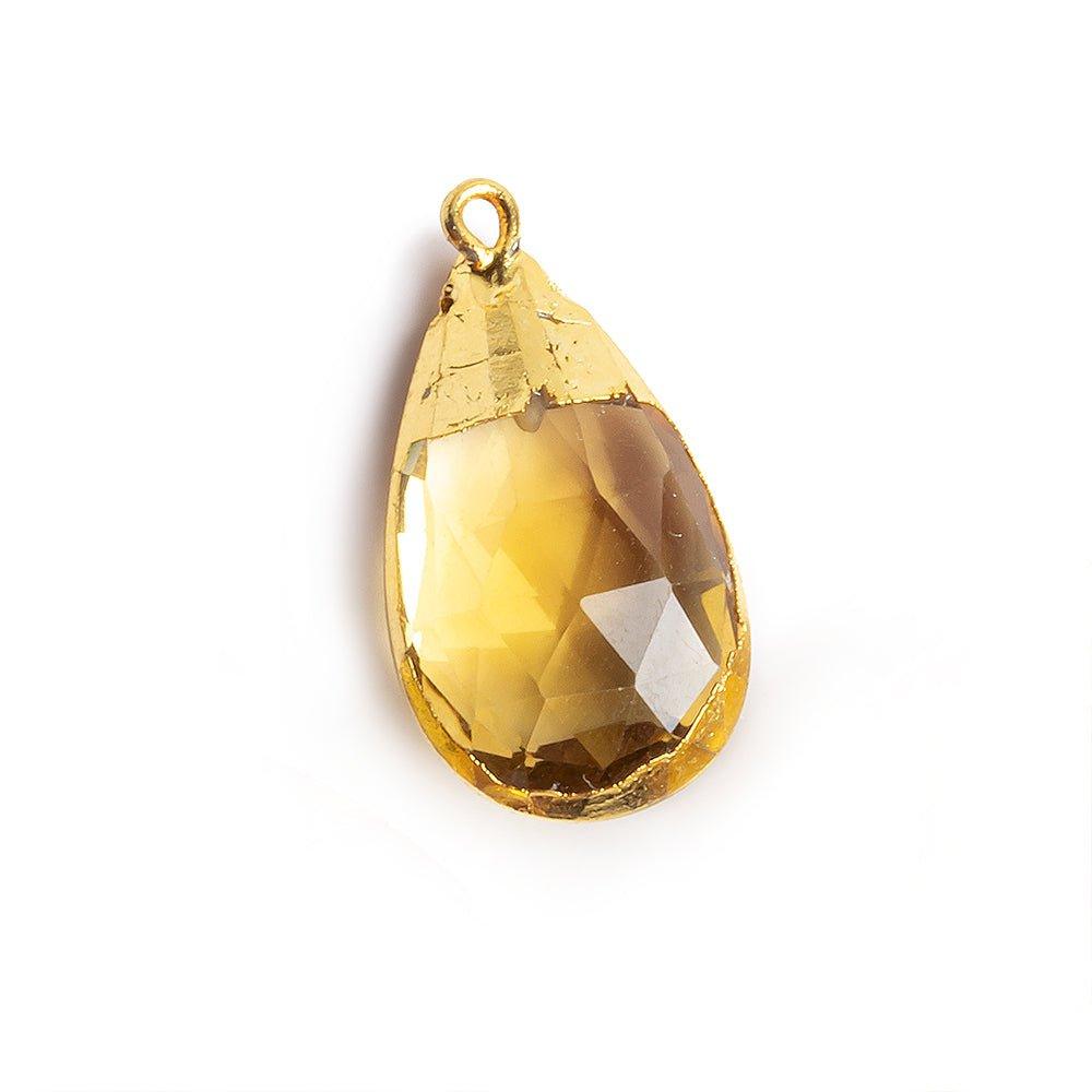21.5x15mm-26x15mm Gold Leafed Citrine Faceted Pear Focal Pendant 1 piece - The Bead Traders