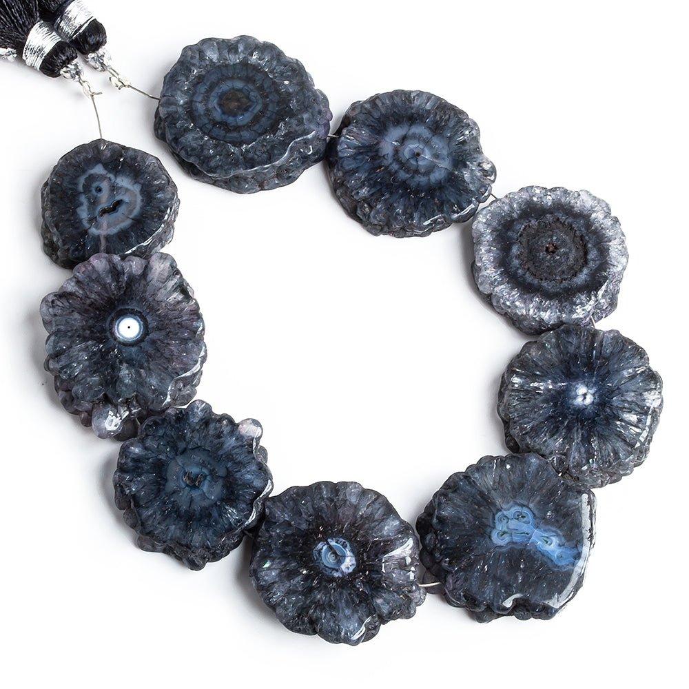 21mm-24.5mm Black Solar Quartz Slice Beads 8 inch 9 pieces - The Bead Traders