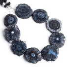21mm-24.5mm Black Solar Quartz Slice Beads 8 inch 9 pieces - The Bead Traders
